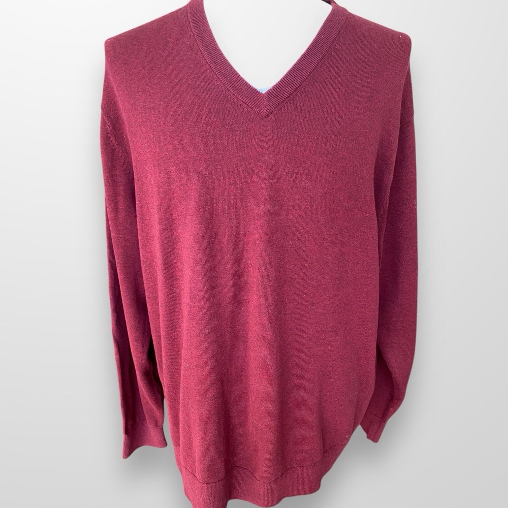 Daniel Cremieux Size XXL Supima Cotton V-Neck Lightweight Sweater Maroon‎ NEW